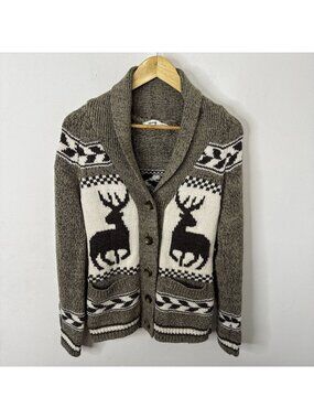 Bluenotes Woman S Elk Deer Western Cowichan Cardigan Knit Sweater Aztec